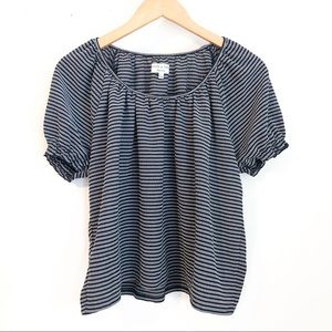 Madewell Black and White Striped Blouse